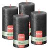 Bolsius - Candela Rustik - antracite - metallico - 13 cm - 4 pezzi - candele decorative - contengono cera vegetale naturale - senza olio di palma