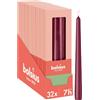Bolsius - Candele a punta liscia - Rosso scuro - 24,5 cm - 32 pezzi - 7,5 ore - senza olio di palma - con cera vegetale naturale