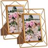 SPEPLA Cornice portafoto in metallo con vetro, 4 x 6 cm, per display da tavolo o da parete, confezione da 2