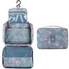 Catime Borsa da Toilette Sospesa, Borsa da Trucco Pieghevoli con 4 Scomparti, Beauty Case Impermeabile da Viaggio Grande, Appeso Borsa Cosmetica, Wash Bag Portatile per Donna Uomo (Grigio-Blu Fenicottero)