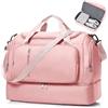 SEAFEW Borsone da Viaggio Extra Grande 45L, Bagaglio a Mano Borsa da Viaggio con Scomparto per le Scarpe, Borsa Sportiva Borsone da Palestra da Weekend,G03-Rosa