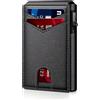 Generic Portafoglio da uomo marrone scuro in fibra di carbonio, portafoglio pieghevole con blocco RFID, con slot per carte pop-up automatico, chiusura magnetica, porta carte compatto sottile per riporre