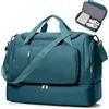SEAFEW Borsone da Viaggio Extra Grande 45L, Bagaglio a Mano Borsa da Viaggio con Scomparto per le Scarpe, Borsa Sportiva Borsone da Palestra da Weekend,G04-Blu pavone