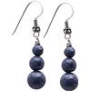 Treasure Bay Orecchini da donna fatti a mano con pietre preziose triple perline e orecchini pendenti in argento sterling - Idee regalo per le donne (Corallo blu)