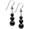 Treasure Bay Orecchini da donna fatti a mano con pietre preziose triple perline e orecchini pendenti in argento sterling - Idee regalo per le donne (Agata nera)