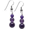 Treasure Bay Orecchini da donna fatti a mano con pietre preziose triple perline e orecchini pendenti in argento sterling - Idee regalo per le donne (Ametista)
