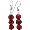 Treasure Bay Orecchini da donna fatti a mano con pietre preziose triple perline e orecchini pendenti in argento sterling - Idee regalo per le donne (Corallo rosso)