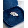 Moissanite Con 14K Placcato Oro Bianco Argento Tre Pietra Anello per Donna #262