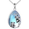 Vadmans Panda, collana in argento Sterling, panda con ciondolo in bambù, con pietra di luna, idea regalo per amici e donne, Normal, Argento sterling, Nessuna pietra preziosa