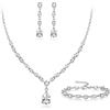 EVER FAITH Goccia Zirconia cubica Set di gioielli da sposa per la damigella d'onore, scintillante CZ elegante collana pendente orecchini pendenti set per le donne Trasparente Argento fondo
