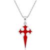 TALISMAN JEWELLERY Ciondolo in Argento 925 con Smalto Rosso o Nero - Conchiglia Camino de Santiago (10 MM x 17 MM o 15 MM x 27 MM)