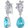 Bling Jewelry Vintage Art Deco Stile Blu Simulato Acquamarina Cubic Zirconia Aaa Cz Dichiarazione Dangle Formale Foglia Goccia Lampadario Clip Su Orecchini Matrimonio Prom Placcato Argento