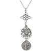Only faith Collana con nodo di strega con tetragramma in argento Sterling 925 italiano, catena lunga 45 cm, amuleto tripla protezione di San Benedetto, Pequeño, Argento, Non è una pietra preziosa