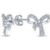 Bling Jewelry Delicato Regalo Di Compleanno In Stile Vintage Nastro Pave CZ Piccoli Orecchini Con Perno Per Le Donne Adolescenti .925 Argento