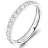 Ayoiow Fedine Argento Donna, Eternity con Zirconi Cubici Bianchi Anello Donna in Acciaio Acciaio Al Titanio, Argento Taglia 12