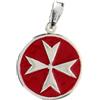 Holyart Ciondoli con croce: Ciondolo Cavalieri di Malta smalto rosso argento 925