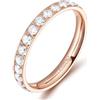 Ayoiow Anello per Fidanzamento Donna, Eternity con Zirconi Cubici Bianchi Anelli Titanio Acciaio Al Titanio, Oro Rosa Taglia 8