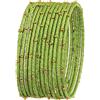 Touchstone Collezione bangle di filo di seta fatto a mano in filo di seta sintetica effetto esotico con bracciali di design perline per donna 2.5 Set di 12 Pappagallo verde