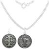 Only faith Collana con medaglia di San Benedetto in argento Sterling 925, collana da 45 cm, medaglia da 1,5 cm e 2 cm, doppio lato con croce di potere., Pequeño, Argento, Non è una pietra preziosa