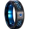 Mesnt Fede Nuziale per Uomo, Uomo Tungsteno FEDI Nuziali Maschili con Fibra di Nodo Celtico e zircone cubico, Nero Blu, Taglia 15