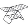 SONGMICS Stendibiancheria piccolo pieghevole a 2 ali salvaspazio metallo per piccoli indumenti, asciugamani, bagno, balcone, 44 x 101 x 54 cm, grigio tortora LLR504G01