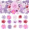 Olrla 50 teste di fiori artificiali, decorazione fatta a mano, mini fiori di seta, combinazione per matrimoni, feste, accessori per capelli, scrapbooking, decorazione per la casa (viola)