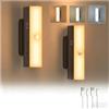 Lustaled Luci Sensore Movimento Interno,3 CCT Lampada LED Ricaricabile USB con Base Magnetica,Multimodale Luce Armadio LED per Camere da Letto, Cucine, Corridoio, Scale- 2 Pezzi