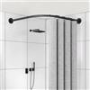 EVTODI Bastone tenda doccia semicircolare asta a l per tenda doccia senza perforazione Installazione Di Trapano e Non Richiede Staffe A Soffitto Asta Per Doccia in Acciai(Size:A 70-95m x 70-95cm,Color:Nero)