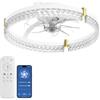 Airwit 48cm Ventilatore da Soffitto Silenzioso con Luce e Telecomando, Dimmerabile Lampada Ventilatore da Soffitto Moderno con Reversibile Motore DC, Lampadario Ventilatore per Camera da Letto, Cucina