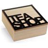 MAURY'S IL NUMERO UNO DEL RISPARMIO Maury's Contenitore Porta Tisane, Tè - Scatola in Legno Naturale, Stile Elegante, Tea Shop per Conservare e Organizzare, Salva Aroma, Bustine da Thè e Infusi (Legno Naturale, 24 x 24 x 8H CM)