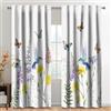 Kzzfqxb 135x229cm Tende floreali 2 pannelli, Erbe erbacce farfalle colibrì nei fiori selvatici gialli e viola tenda filtrante la luce, Decorazione elegante per soggiorno e camera per bambina ragazze