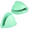AUAUY Presine Silicone da Cucina, 2 Pezzi Mini Guanto da Forno Antiscivolo, Silicone Guanti per Forno, Presine per Le Pentole, Resistente al Calore, per Cottura e Grigliate (Verde Erba)