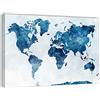 Quadri L&C ITALIA Quadro Mappamondo Blu - Planisfero da Parete 70 x 50 Stampa su Tela con Mappa del Mondo Vintage per Soggiorno Ufficio Salotto Camera Ragazzi