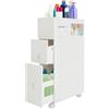 KAPIPALA Armadio da bagno sottile larghezza 19,5 cm con 2 cassetti, 1 scomparti aperti e scatola per fazzoletti multiuso per cucina, bagno, 44 x 19,5 x 74 cm