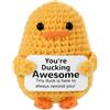 TOYMIS Mini Anatra Positiva All'Uncinetto, You Are Ducking Awesome Anatra All'Uncinetto con Messaggio Positivo Supporto Emotivo Animale Positivo per Decorazione di Feste Regalo Motivazionale