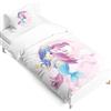 AVJWWD Set di Biancheria da Letto per Bambini, in Microfibra, con Motivo a Unicorno, con Stampa 3D, 3 Pezzi, con Chiusura a Strappo, Morbido per Ragazze (E, 120x150cm)