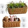 Qnbonrich Cesto portaoggetti intrecciato in rattan, supporto da parete, organizer da parete, 2 pezzi, cestino portaoggetti decorativo, per soggiorno, camera da letto e ufficio