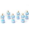 OISE ART STORE Trade Shop - 6 Mini Carillon Colore Azzurro Cc39835 Giostra Cavalli Decorazione Legno 8x3.5cm