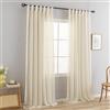 VOILYBIRD Set di 2 tende con passanti, per soggiorno, in misto lino (crema, altezza 245 x larghezza 140 cm)
