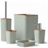 Inbagno Set accessori bagno 5 pezzi verde - Accessori da bagno in plastica e bambù Linea Show