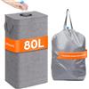 Lifewit 80L Conservazione Delle Bottiglie con Coperchio, Pattumiera Differenziata per Bottiglia Plastica e Bottiglia Vetro, Raccolta Differenziata con Foro, Contenitore Pattumiera, Grigio chiaro