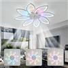 Luyaim 87CM Bianco Fiore Plafoniera Con Ventilatore Dimmerabile RGB Colore Che Cambia Lampadario Ventilatore Con Telecomando/APP Motore DC 6 Velocità Per Camera Da Letto Soggiorno Moderno Design