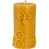 BeesWax World, candela di cera d'api fatta a mano, candela di cera naturale con stoppino in cotone, 100% cera d'api, decorativa e sostenibile (Ape & esagoni - Altezza: 125 mm, Ø: ~65 mm)