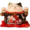 Tyenaza Gatto Maneki Neko, Salvadanaio per Gatti Portafortuna, Salvadanaio in Ceramica da 4,5 Pollici con Campane, Oggetto Kawaii Deco, Lucky Cat Porcellana, Gatto cinese Asia Decorazione, Fortuna(Gatto Nero)