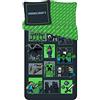 Jay Franco Minecraft Survival - Parure da letto, 100% cotone, copripiumino 140 x 200 cm + federa 65 x 65 cm