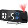 Cuteefun Sveglia con Proiettore Soffitto, Sveglia Digitale da Comodino con Temperatura e Umidità, Luminosità Regolabile, Snooze, Orologio con Proiezione Ora Soffitto per Camera da Letto, Cifre Blu