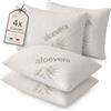 Materassi Russo Set da 4 Cuscini Memory Foam 40x70 cm, Altezza 11 cm, Guanciali Letto Modello Saponetta Medio Morbidi con Fodera Aloe Vera Sfoderabile, Made in Italy