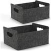 BEHONA Cestino Portaoggetti in Feltro, 31.5x25x15 cm, per Casa/Ufficio/Armadi (Scaffali, Carta A4), Pieghevole e Leggero,Nero (2 pezzo)