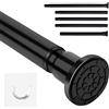 HSLnKAL Barra da serratura nera senza foratura, 71-199 cm regolabile per tende in bagno, camera da letto, armadio e balcone (1 pezzo)