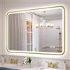 S'bagno Specchio Bagno con Luce 100x70 cm, Specchio Bagno Led con Cornice in Alluminio, Anti-Fog, 3000-6500K, Funzione Memoria, IP44 Impermeabile, Orizzontale/Verticale, Oro